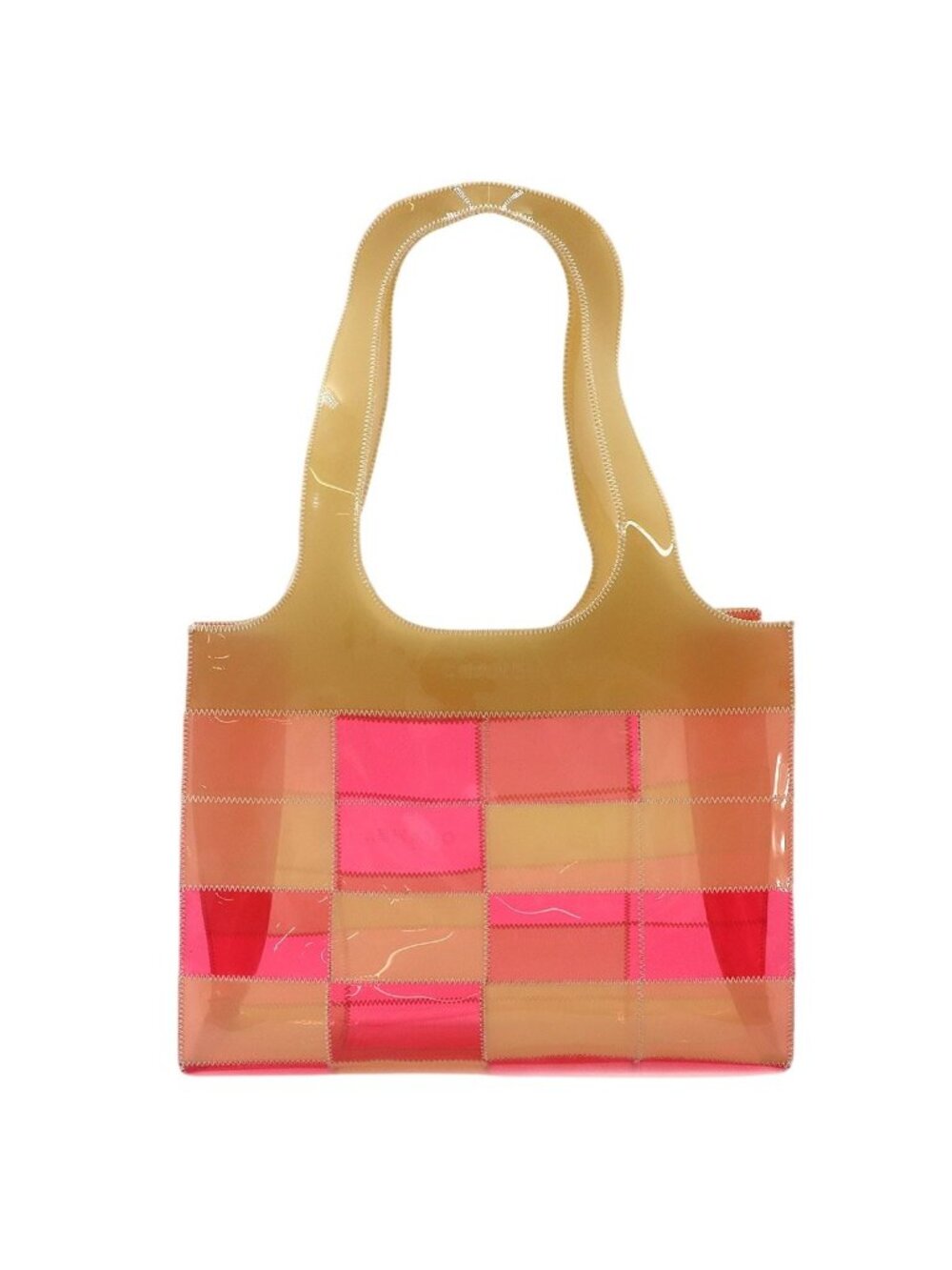 Chanel Choco Bar Tote Bag Vinyl Clear Beige Pink Vintage